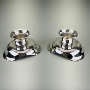 Vintage Danish MCM Silver Plated Selandia Denmark Candle Holders